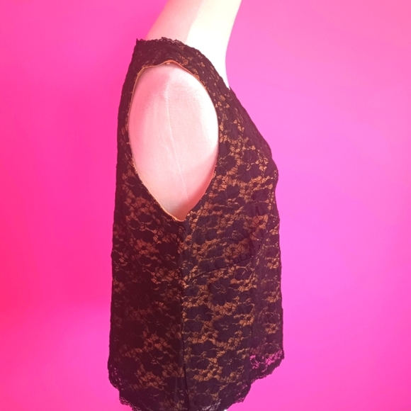 Kathleen Kirkwood Y2K Black Lace Overlay Sleeveless Blouse (NWT!) (Size L) - Picture 4 of 9